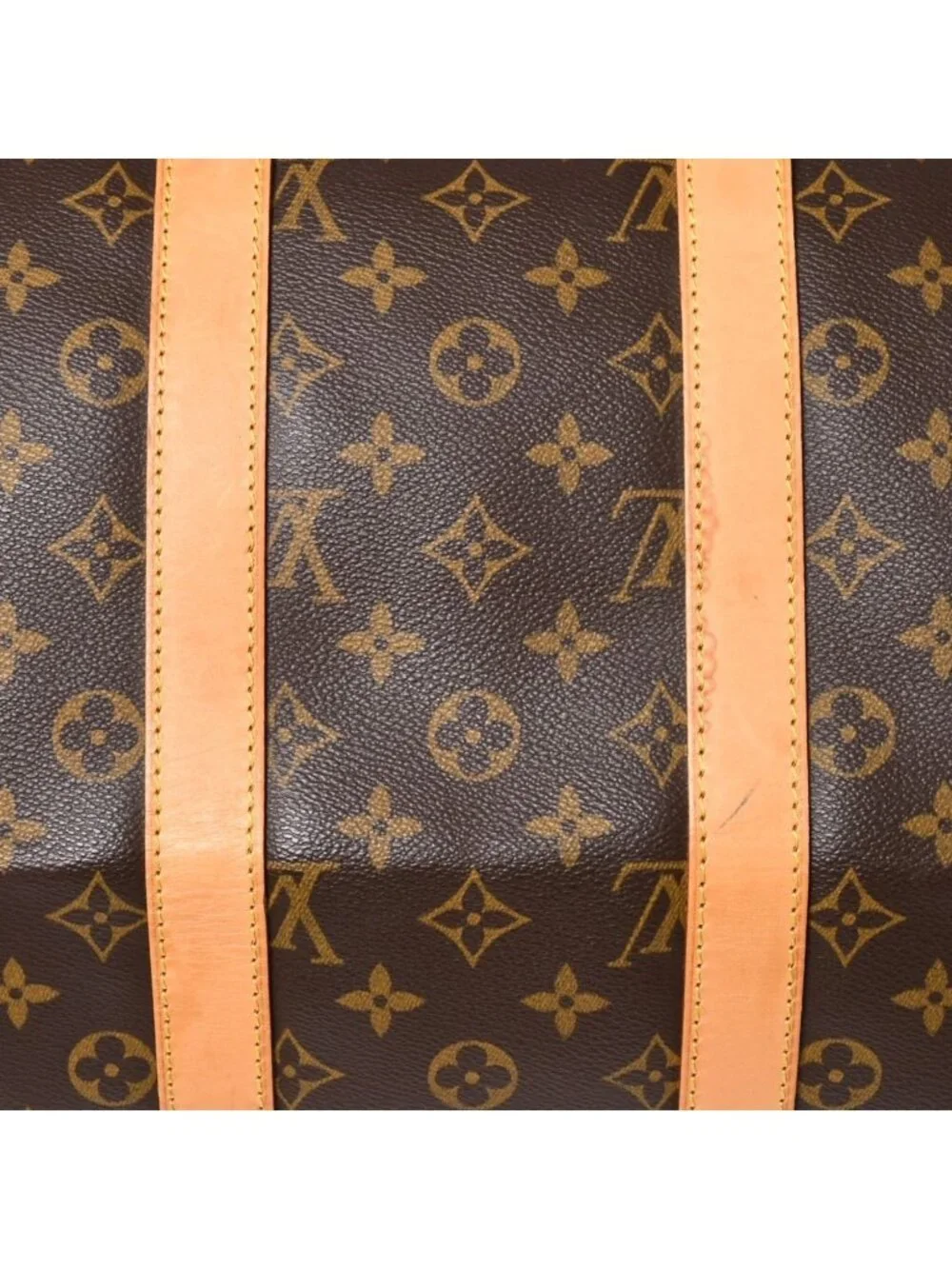 Louis Vuitton Monogram Keepall 45 Boston Bag Canvas Vachetta Leather Brown Gold